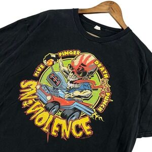 Vintage 2008 Five Finger Death Punch Sin & Violence‎ Band T-Shirt XL Rock Metal